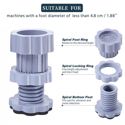 Washing Machine Support Anti Vibration Washing Machine Support Adjustable Washer Anti Vibrasion Pads Washer  Dryer Pedestals Washing Machine Accessory Anti- Skid Pad Pvc Lifting Pad Non-slip ( 4 Pc Set )