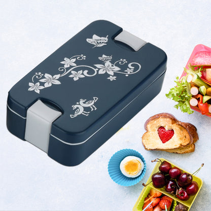 Airtight Lunch Box 2 Compartment Lunch Box Leak Proof Food Grade Material Lunch Box Modern Appearance  Compact Lunch Box With Spoon