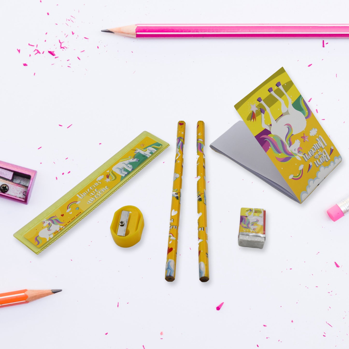 6 Pc Set Stationary Set Including Pencil Ruler Rubber Pencil Sharpener  School Office Product Gift