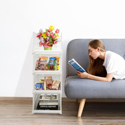 4 Layer Stackable Multifunctional Storagefor Clothes Foldable Drawer Shelf Basket Utility Cart Rack Storage Organizer Cart For Kitchen Pantry Closet Bedroom Bathroom Laundry (4 Layer 1 Pc)