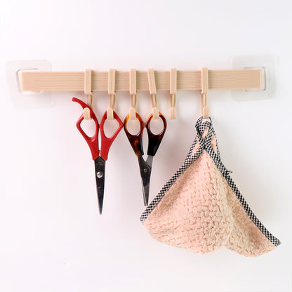 Self-Adhesive 6-Hook Wall Hanging Rack (1 Pc)
