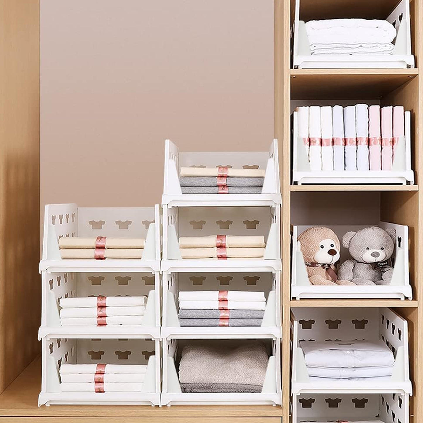 4 Layer Stackable Multifunctional Storagefor Clothes Foldable Drawer Shelf Basket Utility Cart Rack Storage Organizer Cart For Kitchen Pantry Closet Bedroom Bathroom Laundry (4 Layer 1 Pc)
