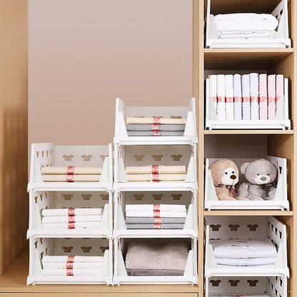 4 Layer Stackable Multifunctional Storagefor Clothes Foldable Drawer Shelf Basket Utility Cart Rack Storage Organizer Cart For Kitchen Pantry Closet Bedroom Bathroom Laundry (4 Layer 1 Pc)