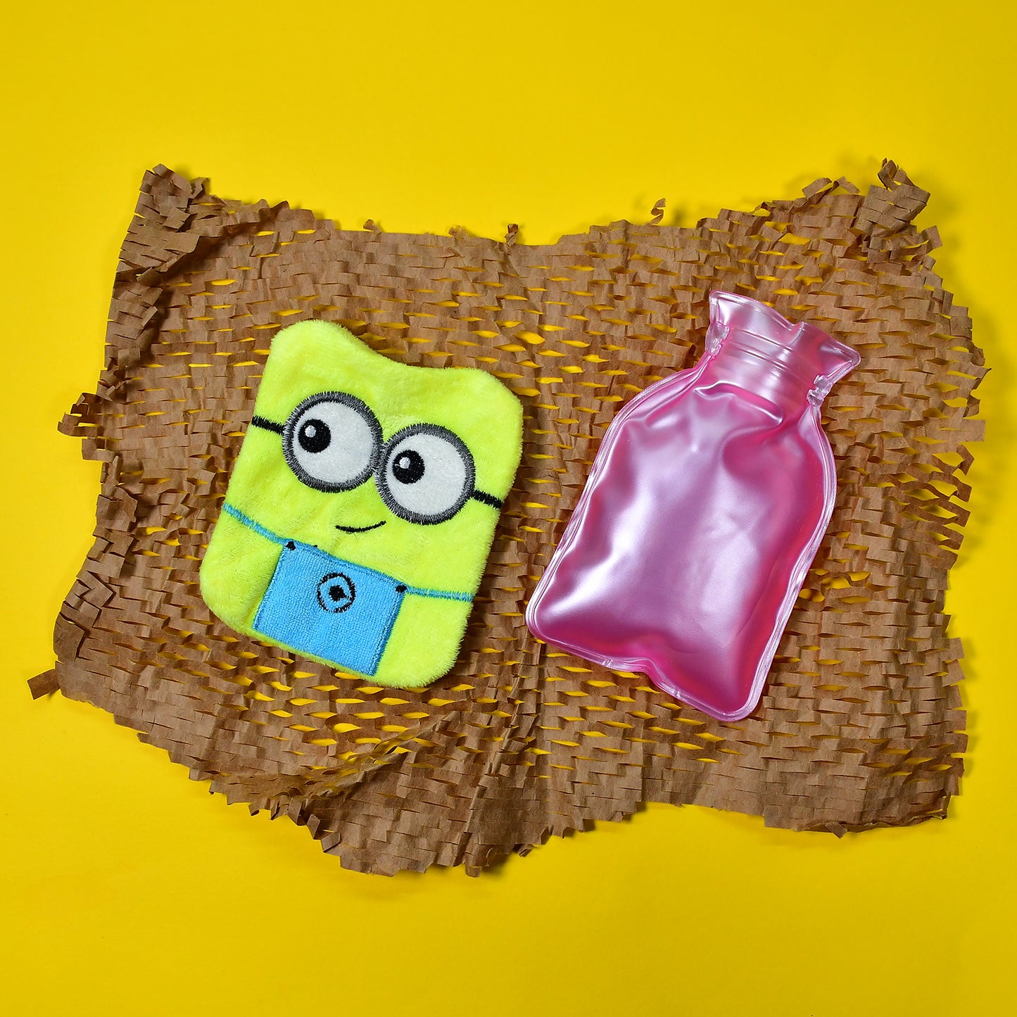 2eye Minions Small Hot Water Bag With Cover For Pain Relief Neck Shoulder Pain And Hand Feet Warmer Menstrual Cramps.