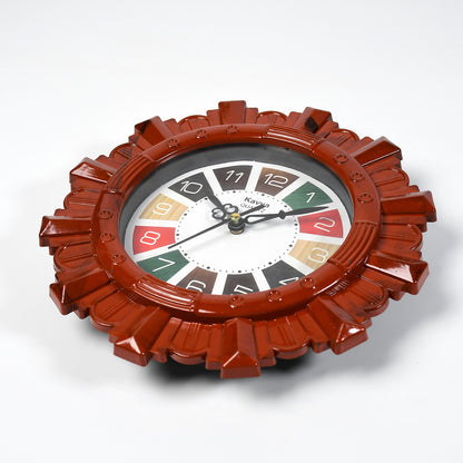 Wooden Look Designer Wall Clock Plastic Decorative Latest Wall Clock Battery Operated Round Easy To Read For Roomhomekitchenbedroomofficeschool