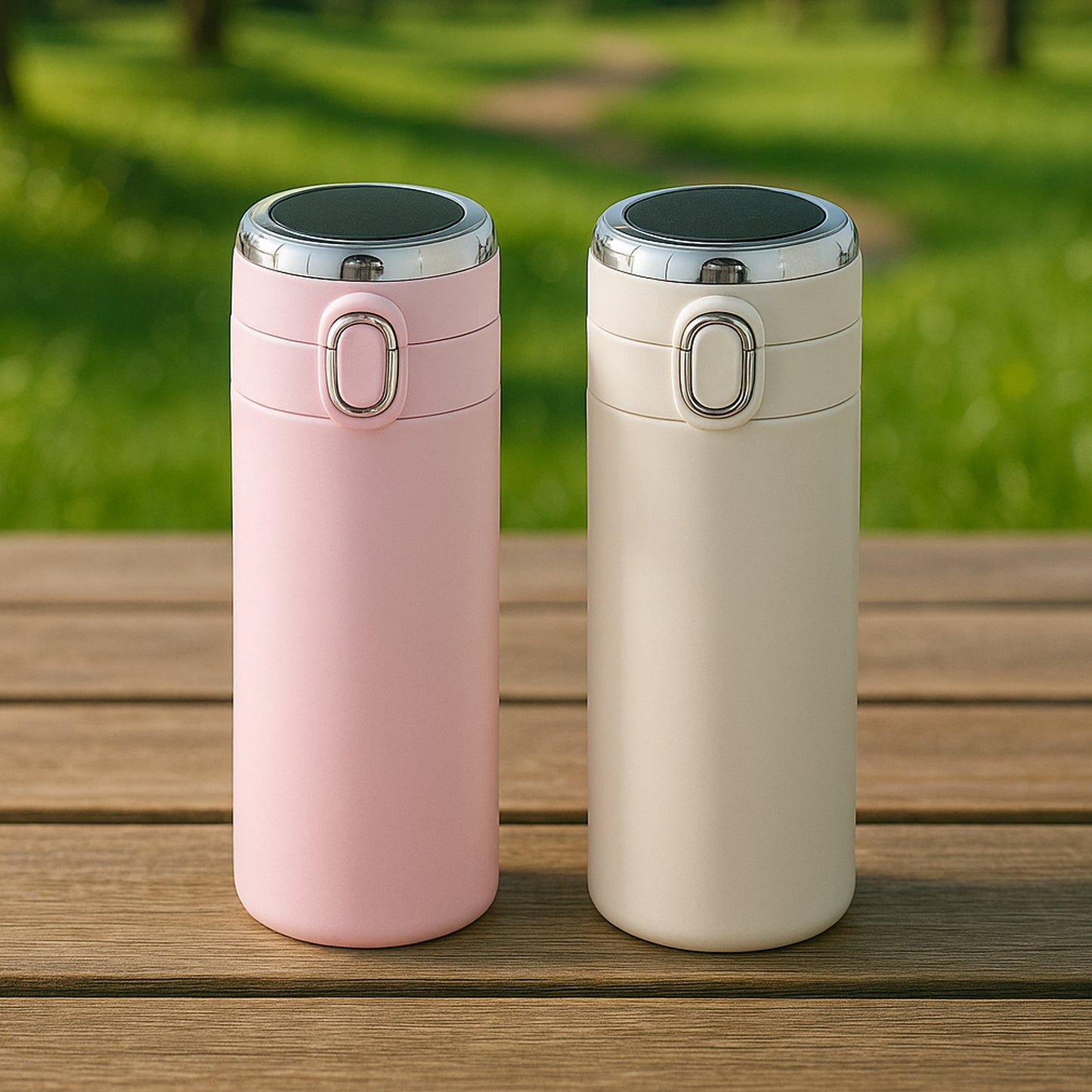 Smart Vacuum Insulated Water Bottle with LED Temperature Display, Cold & Hot | Leak Proof | Office Bottle | Gym | Home | Kitchen | Hiking | Trekking | Travel Bottle  (Mix Color & Design / 420 ML)