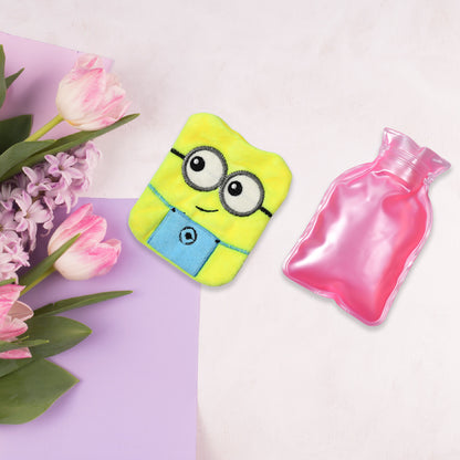 2eye Minions Small Hot Water Bag With Cover For Pain Relief Neck Shoulder Pain And Hand Feet Warmer Menstrual Cramps.