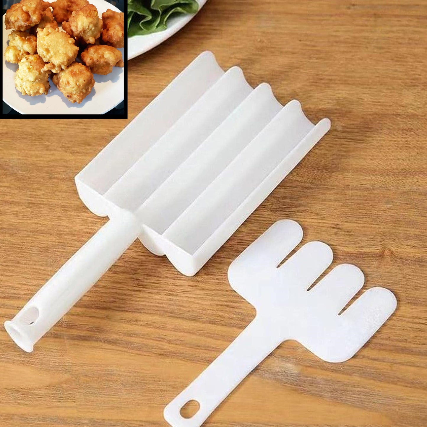 Small Multifunction Fritters Maker - Creative Fritters Scoop Multi-function Ball Maker  Portable Maker For Making Cake Balls Ice Cream Spoon Doughnut Hand Cutting Scoop(2pc Set)