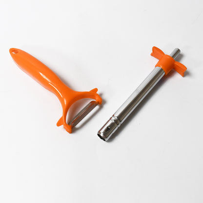 2 In 1 Kitchen Combo Lighter Stainless Steel Durable Gas Lighter With Vegetable Cutter Peeler For Kitchen Steel Gas Lighter (2 Pc Set)