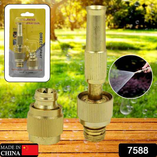 Water Spray Nozzle For Water Pipe Booster Nozzle For Car Wash Nozzle With High Pressure Water Adjustable Brass Nozzle Water Spray Gun For Gardening Watering Tools