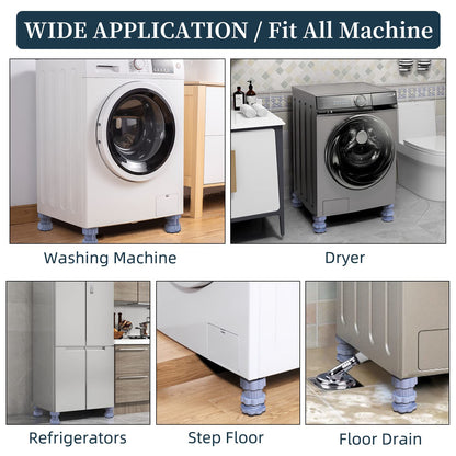 Washing Machine Support Anti Vibration Washing Machine Support Adjustable Washer Anti Vibrasion Pads Washer  Dryer Pedestals Washing Machine Accessory Anti- Skid Pad Pvc Lifting Pad Non-slip ( 4 Pc Set )