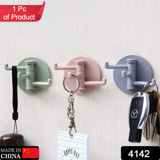 Sticky Hook Household Strong Punch-free Hook 180foldable Multi-function Rotatable Hook With 3 Hooks Suitable For Bathroom Kitchen Office (1 Pc)