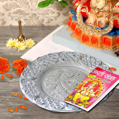 Silver-plated-swastik-pooja-thali-set-glossy-puja-thali