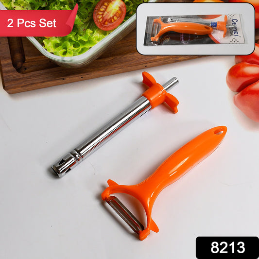 2 In 1 Kitchen Combo Lighter Stainless Steel Durable Gas Lighter With Vegetable Cutter Peeler For Kitchen Steel Gas Lighter (2 Pc Set)