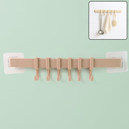 Self-Adhesive 6-Hook Wall Hanging Rack (1 Pc)