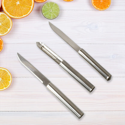 Stainless Steel Multipurpose Sharp Cutting Knife With Non-slip Handle For Fruit Meat And Vegetable Chopping (Pack Of 3)