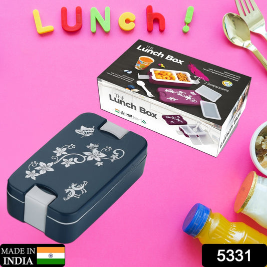 Airtight Lunch Box 2 Compartment Lunch Box Leak Proof Food Grade Material Lunch Box Modern Appearance  Compact Lunch Box With Spoon