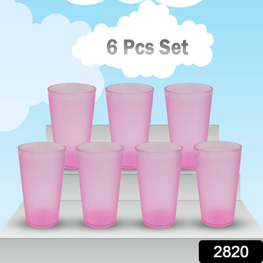 6 Pcs Large Plastic Glass 300ml Used In All Kinds Of Kitchen And Official Purposes For Drinking Water And Beverages Etc.