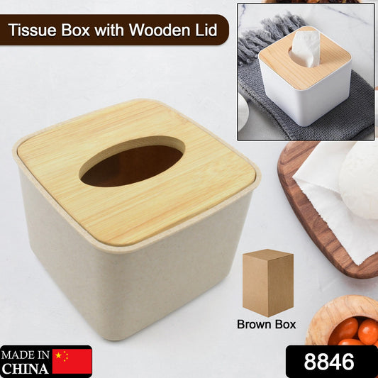 Tissue Box Desktop Stand Bamboo Tissue Cover Box Rectangular Paper Towel Holder Removable Tissue Dispenser For Bathroom Vanity Countertop Bedroom Car Holder Paper Towels Dispenser (1 Pc )