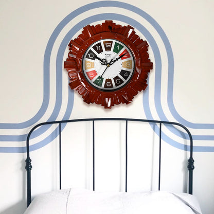 Wooden Look Designer Wall Clock Plastic Decorative Latest Wall Clock Battery Operated Round Easy To Read For Roomhomekitchenbedroomofficeschool
