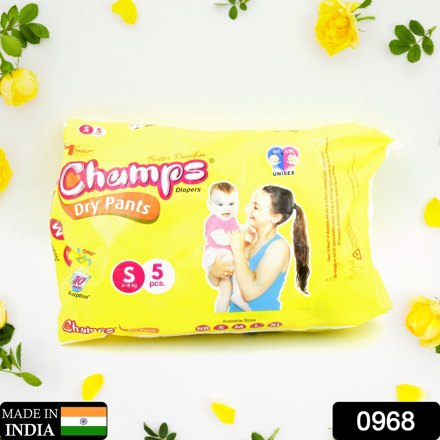 Small  Champs Dry Pants Style Diaper- Small Best For Travel  Absorption Champs Baby Diapers Champs Soft And Dry Baby Diaper Pants (S5 Pcs )