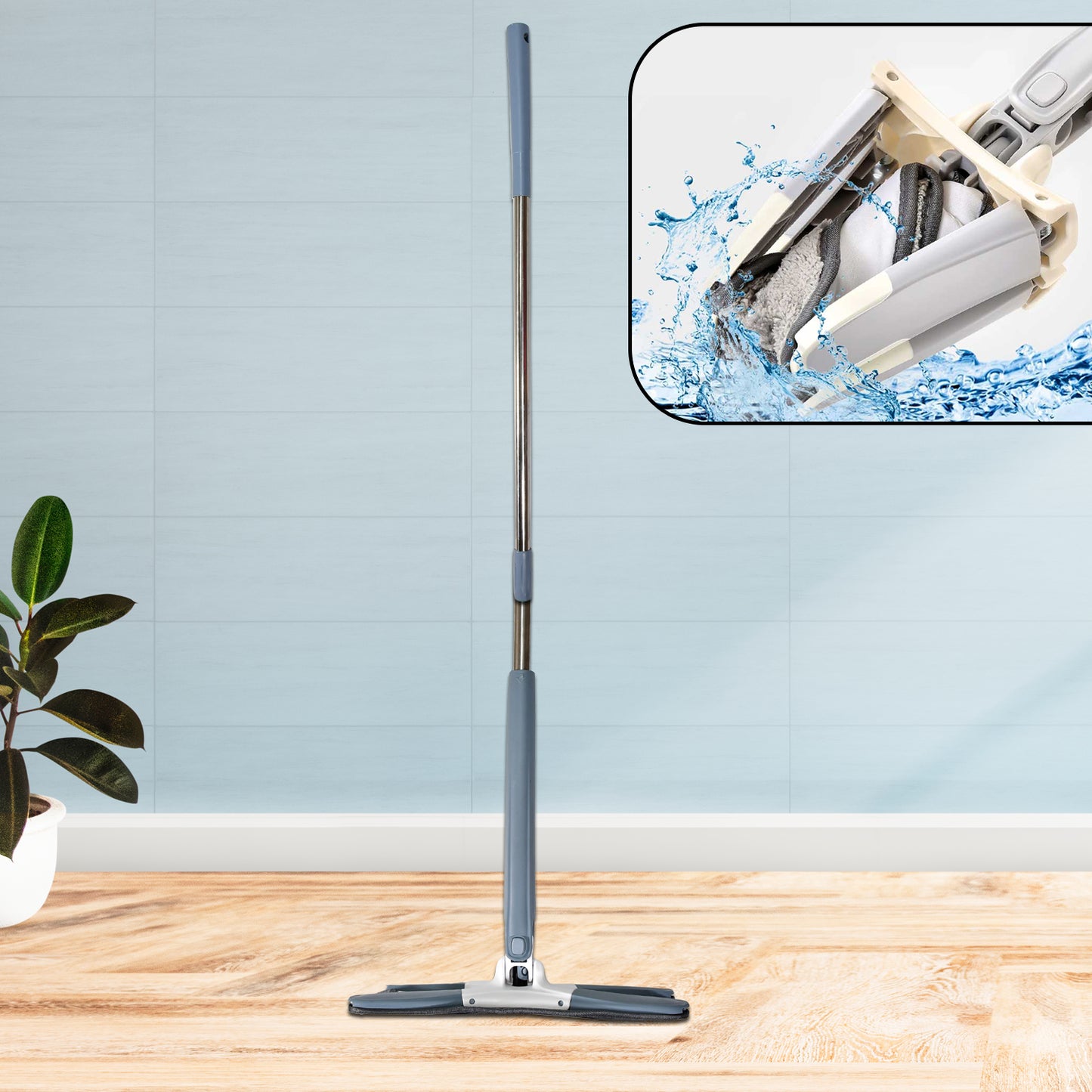 X Shape Mop Or Floor Cleaning Hands-free Squeeze Microfiber Flat Mop System 360 Flexible Head Wet And Dry Mop For Home Kitchen With 1 Super-absorbent Microfiber Pads.