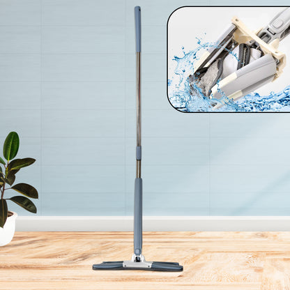 X Shape Mop Or Floor Cleaning Hands-free Squeeze Microfiber Flat Mop System 360 Flexible Head Wet And Dry Mop For Home Kitchen With 1 Super-absorbent Microfiber Pads.