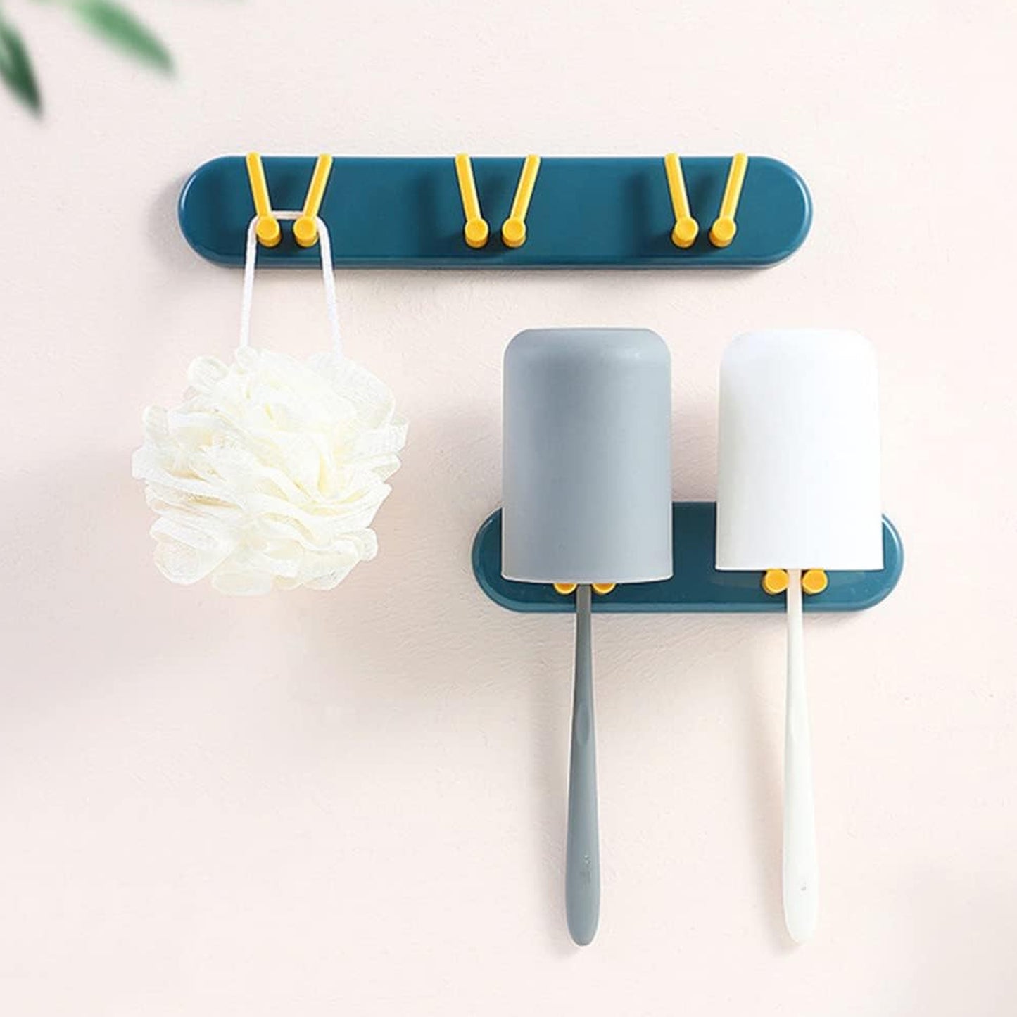 Toothbrush Holder Plastic Bathroom Accessories Organizer Wall Mounted Hanging Mount Shelf  Hooks (1pc)