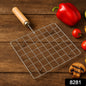 Stainless Steel Square Papad Jali Barbecue Grill Rack With Wooden Handle (1 Pc)