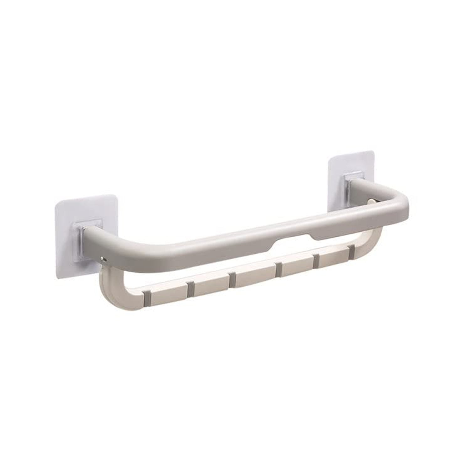 Wall Mounted Double Bar Towel Holder With Hooks  Multifunctional Adjustable Towels Rack For Kitchenbathroom  Folding Towel Shelf
