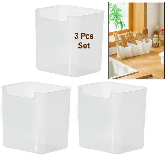 3pcs Clear Plastic Organizer Storage Versatile Kitchen Drawer Organizer Tray For Desk Makeup Bathroom Kitchen Pantry Cabinet