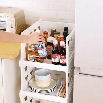 4 Layer Stackable Multifunctional Storagefor Clothes Foldable Drawer Shelf Basket Utility Cart Rack Storage Organizer Cart For Kitchen Pantry Closet Bedroom Bathroom Laundry (4 Layer 1 Pc)