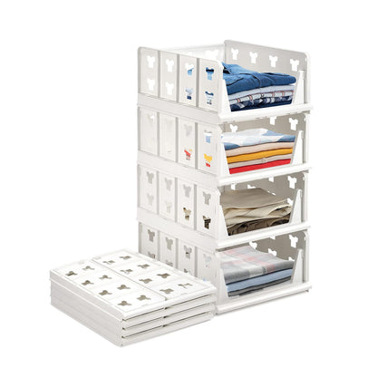 4 Layer Stackable Multifunctional Storagefor Clothes Foldable Drawer Shelf Basket Utility Cart Rack Storage Organizer Cart For Kitchen Pantry Closet Bedroom Bathroom Laundry (4 Layer 1 Pc)