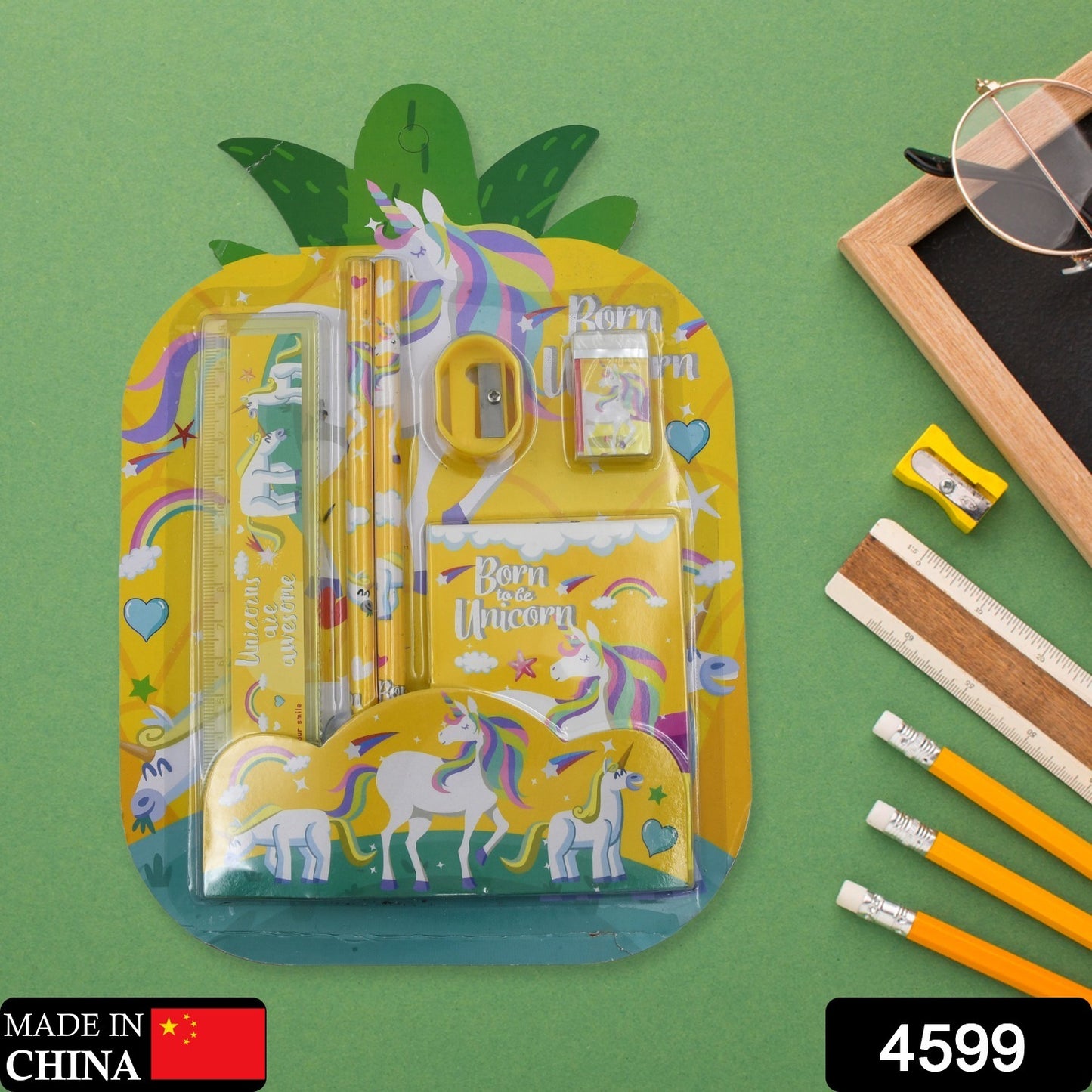 6 Pc Set Stationary Set Including Pencil Ruler Rubber Pencil Sharpener  School Office Product Gift