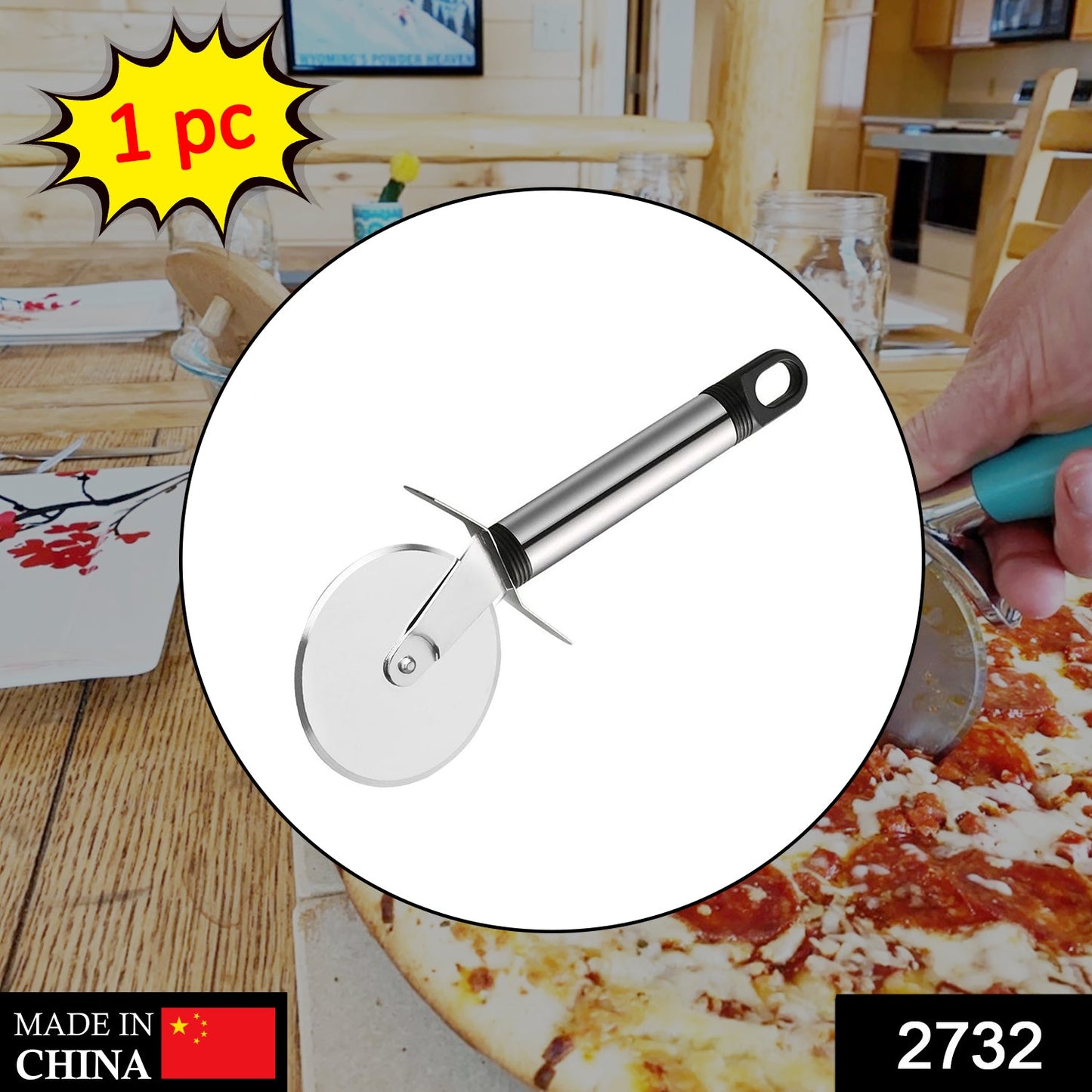 Stainless Steel Pizza Cutter Pastry Cake Slicer Sharp Wheel Type