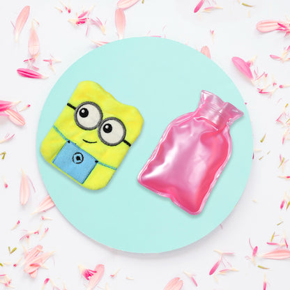 2eye Minions Small Hot Water Bag With Cover For Pain Relief Neck Shoulder Pain And Hand Feet Warmer Menstrual Cramps.