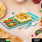 4compartment Dish With Spoon And Fork(1 Dish Set With 1spoon And 1fork) Dinner Plate Plastic Compartment Plate Pav Bhaji Plate 4-compartments Divided Plastic Food Plate.