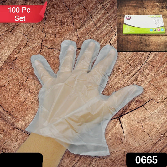 Large Size Plastic Transparent Disposable Clear Plastic Hand Gloves For Home Kitchen Hotels Hospitals Clinics Beauty Parlor Saloons (100 Pcs)
