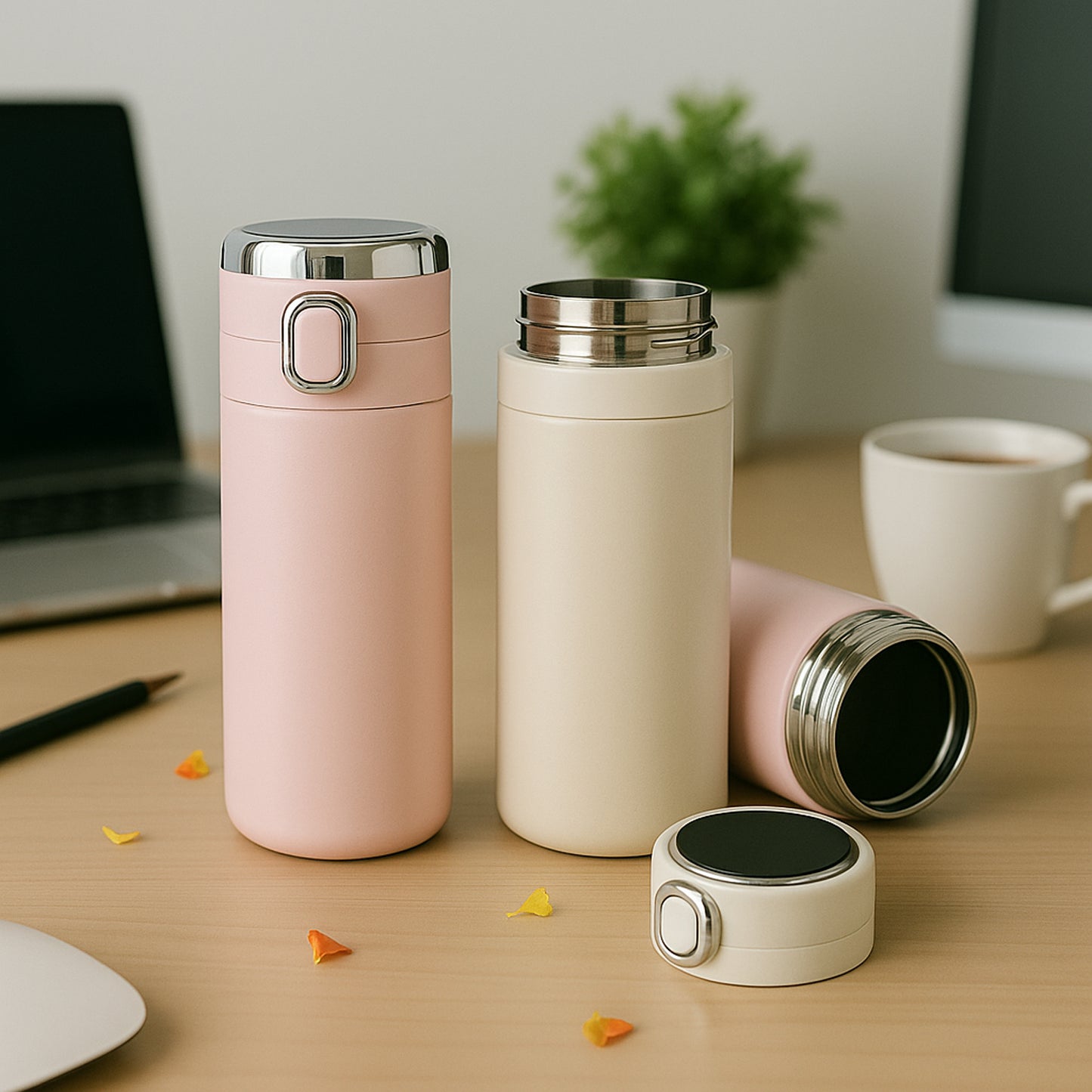 Smart Vacuum Insulated Water Bottle with LED Temperature Display, Cold & Hot | Leak Proof | Office Bottle | Gym | Home | Kitchen | Hiking | Trekking | Travel Bottle  (Mix Color & Design / 420 ML)