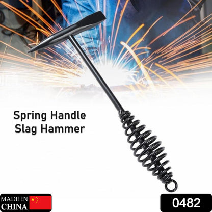 Welding Slag Removal Tool  Chipping Hammer With Coil Spring Handle Mufti Functional For Cleaning Removing Slag Industrial Weld Slag Spatter Removal Tool Welding Hammer For Machinery Electrician (1 Pc )
