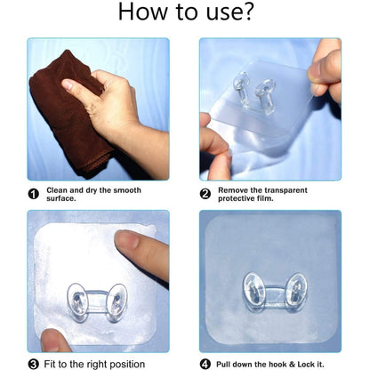 Transparent Self Adhesive Hook Seamless Drill Free Removable Wall Mounted Hanger As Toothbrush Holder Power Plug Socket Holder Waterproof And Oil Proof (1 Pc)