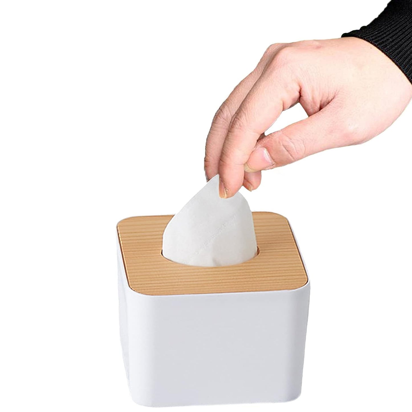 Tissue Box Desktop Stand Bamboo Tissue Cover Box Rectangular Paper Towel Holder Removable Tissue Dispenser For Bathroom Vanity Countertop Bedroom Car Holder Paper Towels Dispenser (1 Pc )