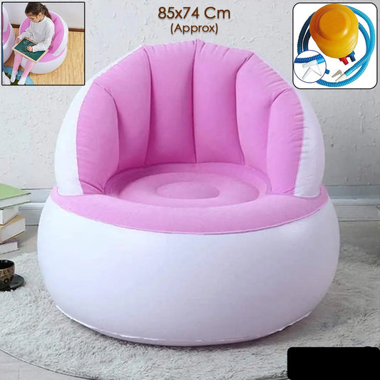 Kids Inflatable Sofa Chair With Backrest  Foot Air Pump With Hose (1 Set  85x74 Cm Approx)