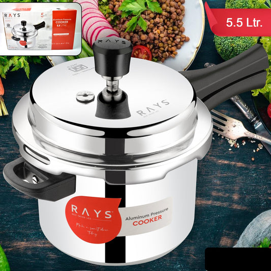 Aluminium Rays Aura Pressure Cookers With Outer Lid (5.5 Litres)